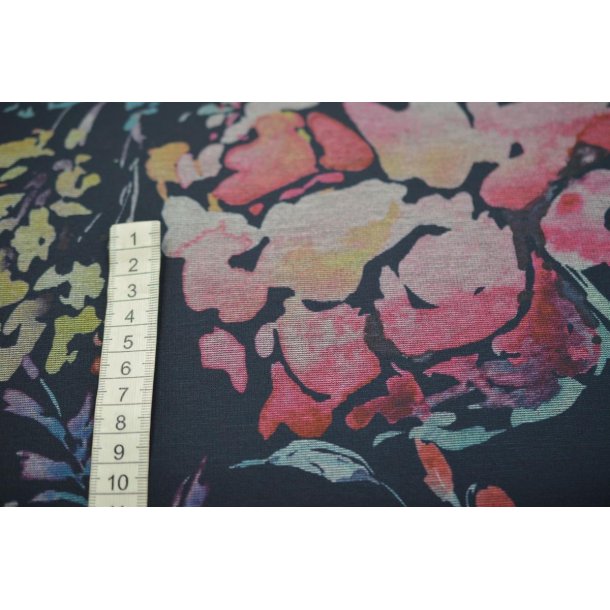 Polyester/viscose jersey m/print