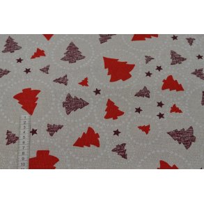 Bomuld/polyester m/Glitter og Juletr�er