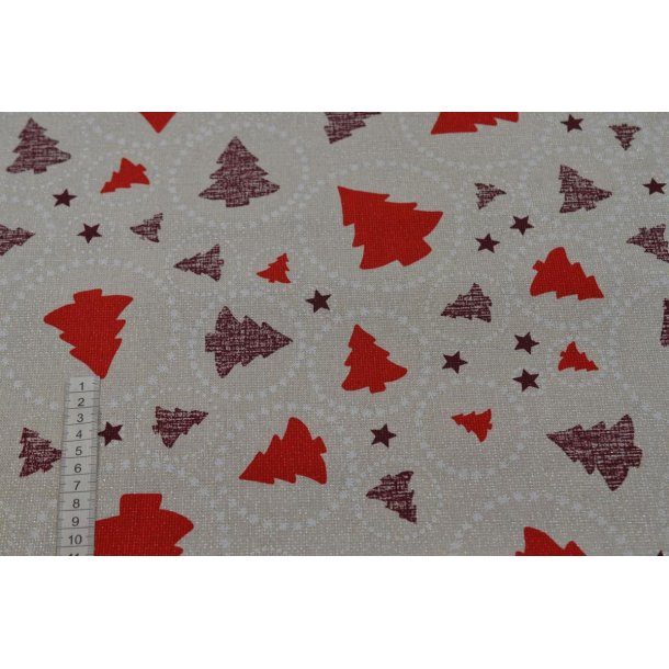 Bomuld/polyester m/Glitter og Juletr�er