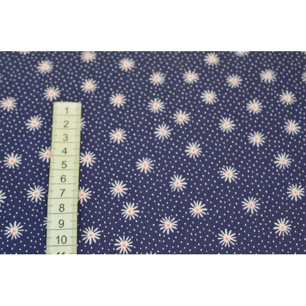 Bomuld/poplin Bl� m/blomster