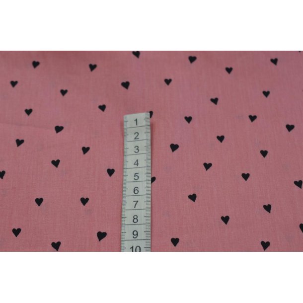�kotex bomuld/poplin Rosa m/sorte hjerter