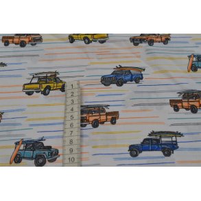 �kotex bomuld/poplin Hvid m/biler