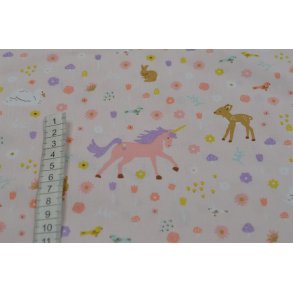 �kotex bomuld/poplin m/sm� blomster og Unicorn