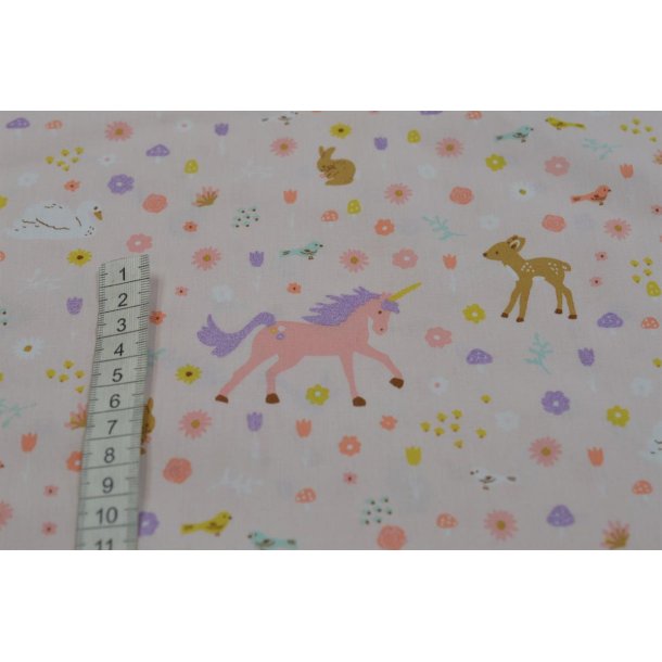�kotex bomuld/poplin m/sm� blomster og Unicorn