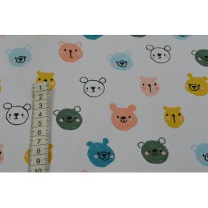 �kotex bomuld/poplin Hvid m/Dyrehoveder