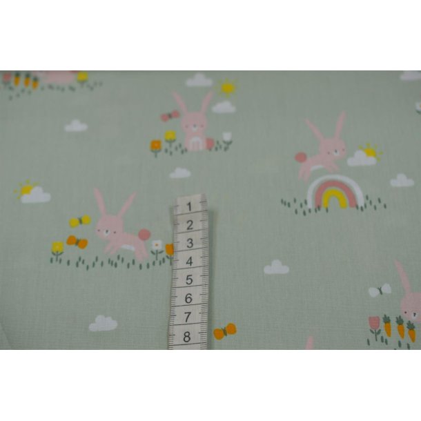 �kotex bomuld/poplin Lysgr�n m/Kanin