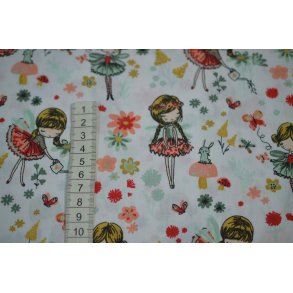 Bomuld/poplin  Hvid m/sm� piger