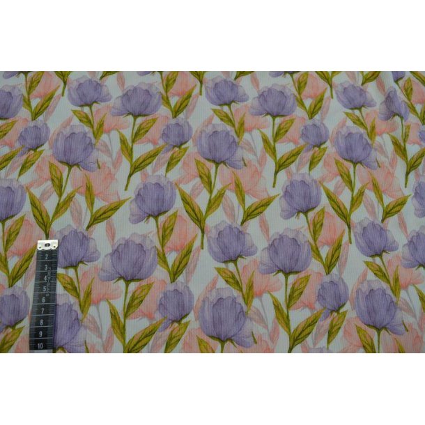 Rib jersey m/blomster