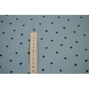 Bomuld/poplin St�vet bl� m/sm� hjerter