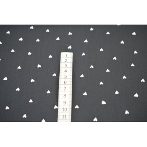 Bomuld/poplin Sort m/sm� hjerter