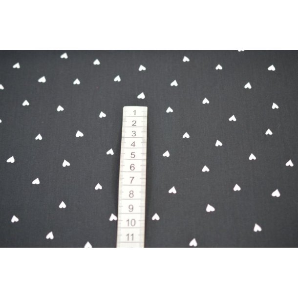 Bomuld/poplin Sort m/sm� hjerter