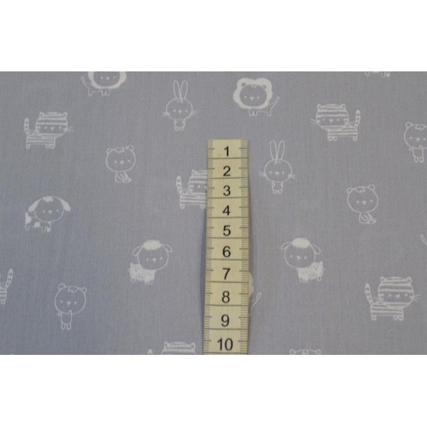 Bomuld/poplin Lysgr� m/Dyrehoveder