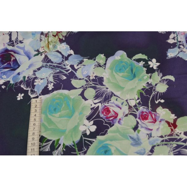 Viscose jersey m/blomster