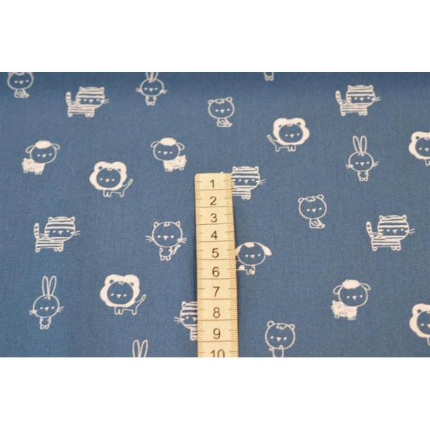 Bomuld/poplin Duset bl� m/Dyrehoveder