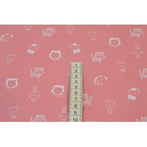 Bomuld/poplin Rosa m/Dyrehoveder