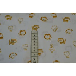 Bomuld/poplin Hvid m/dyrehoveder