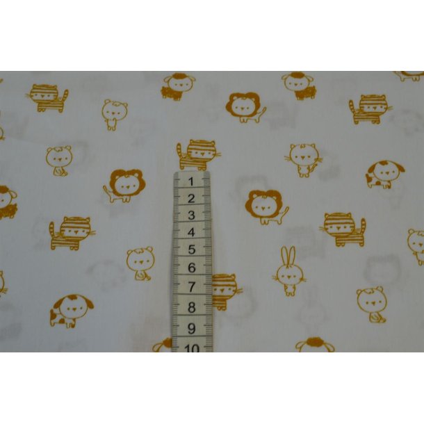 Bomuld/poplin Hvid m/dyrehoveder