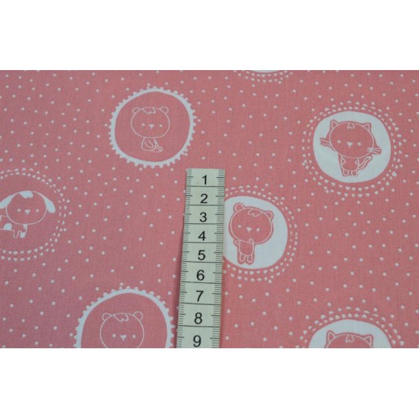 Bomuld/poplin Rosa m/dyremotiver
