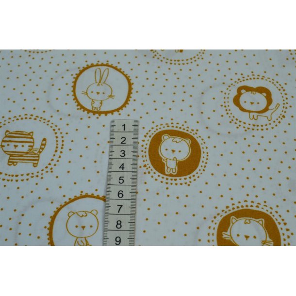 Bomuld/poplin Hvid m/dyremotiver