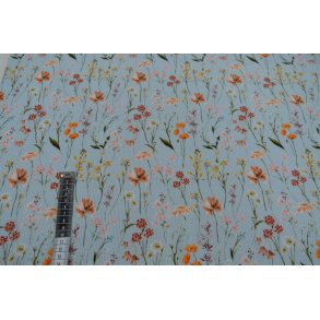 Gots Rib jersey m/blomster; Sart bl�