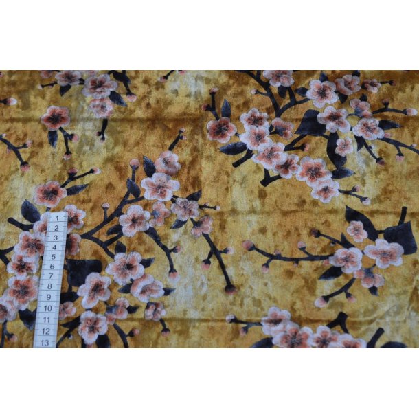 Blank velour gullig m/blomster