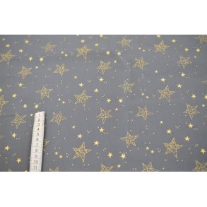 Bomuld Gr� m/stjerner og guld