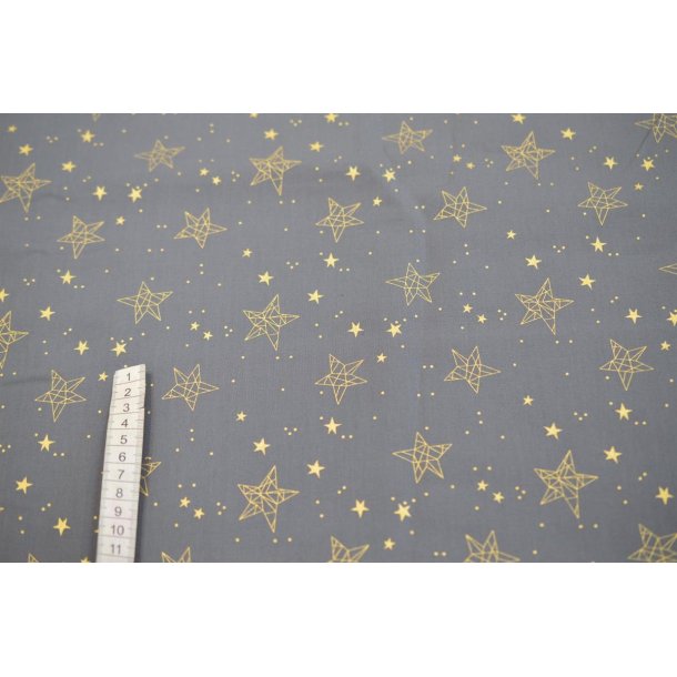 Bomuld Gr� m/stjerner og guld