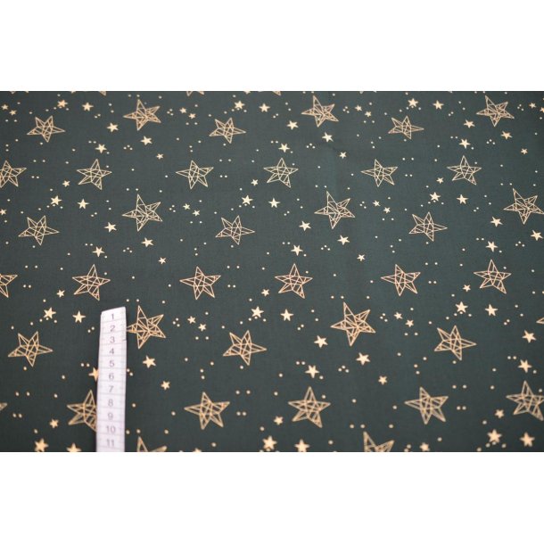 Bomuld Gr�n m/stjerner og guld