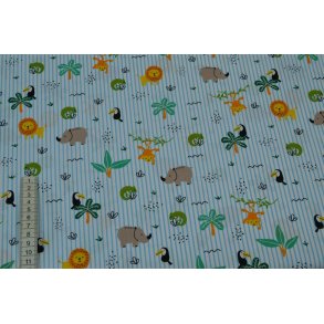 Bomuld/poplin Smalstribet m/Dyremotiver