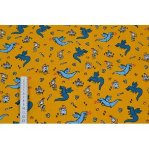 Bomuld/poplin Karry m/Ridder og drager