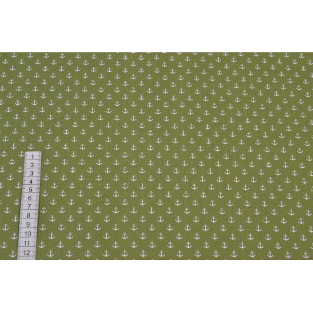 �kotex bomuld/poplin Olivengr�n m/Anker