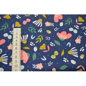 �kotex bomuld/poplin Bl� m/Blomster