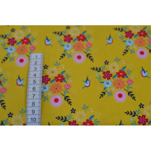 �kotex bomuld/poplin Gul m/blomster