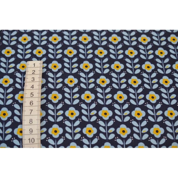 �kotex bomuld/poplin Bl� m/blomster
