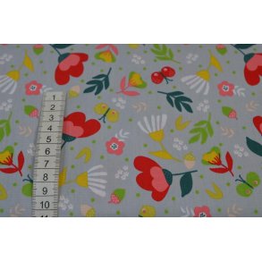 �kotex bomuld/poplin Gr� m/blomster