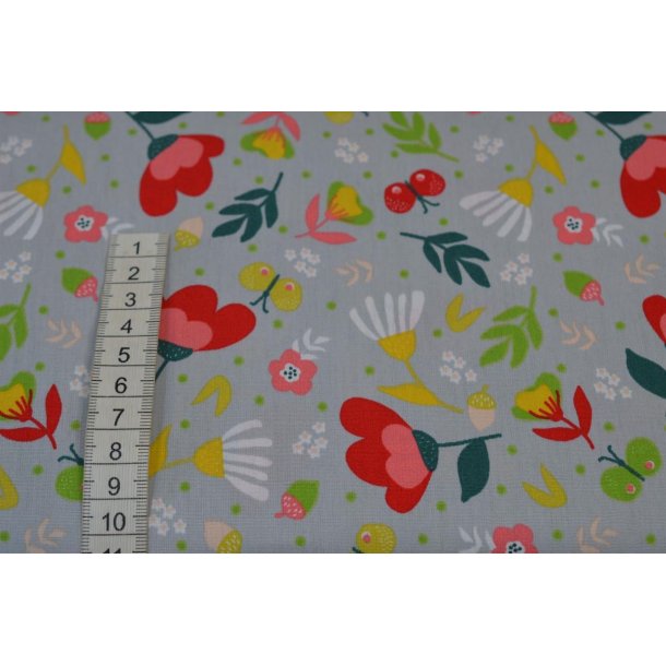 �kotex bomuld/poplin Gr� m/blomster