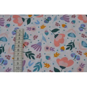 �kotex bomuld/poplin Hvid m/blomster
