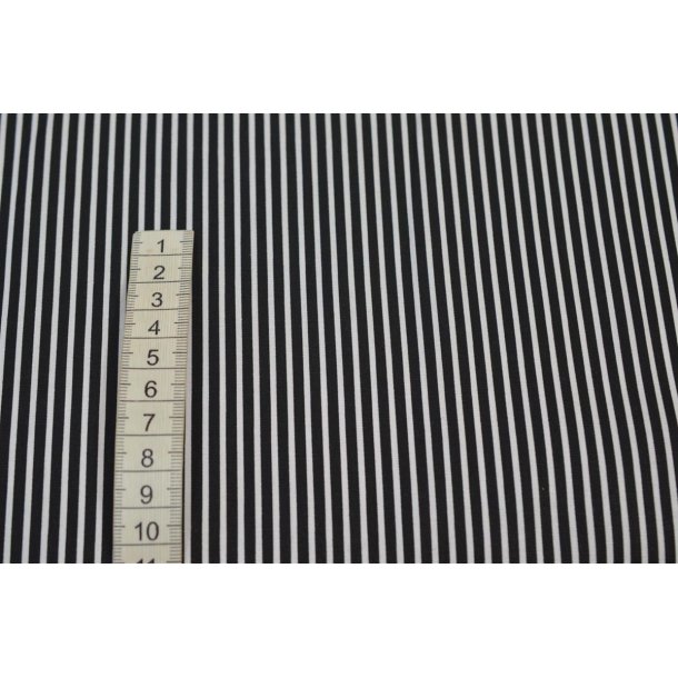 �kotex bomuld/poplin Sort/Hvid stribet