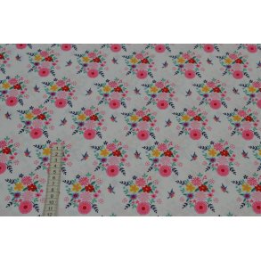 �kotex bomuld/poplin Hvid m/blomster
