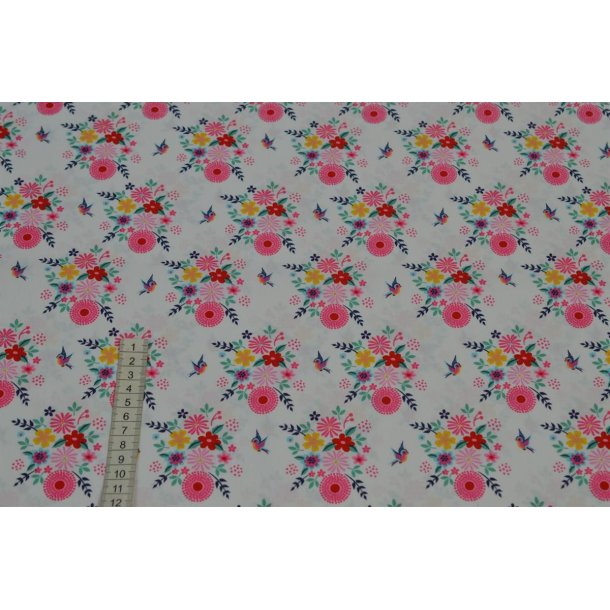 �kotex bomuld/poplin Hvid m/blomster