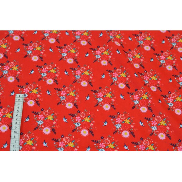 �kotex bomuld/poplin R�d m/blomster