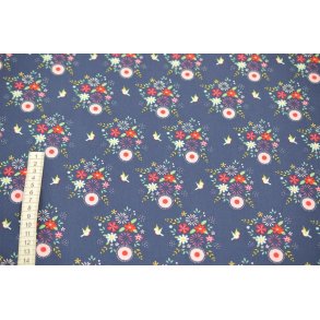�kotex bomuld/poplin Bl� m/Blomster