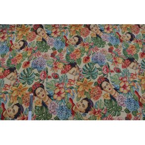 Gobelin Ansigter og blomster