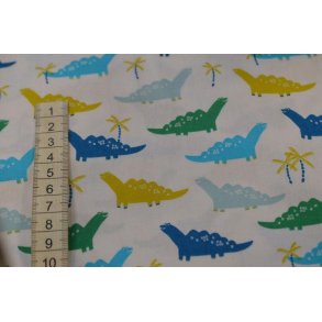 �kotex bomuld/poplin Hvid m/Dinosaur