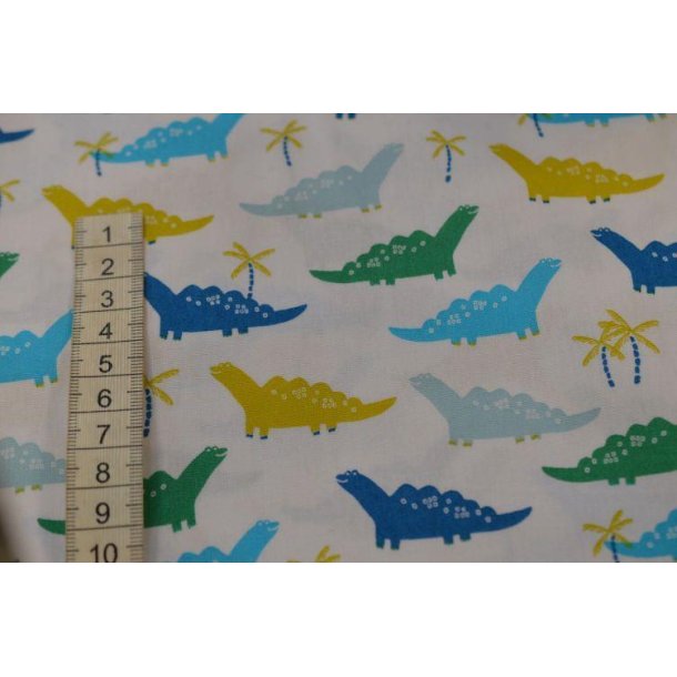 �kotex bomuld/poplin Hvid m/Dinosaur
