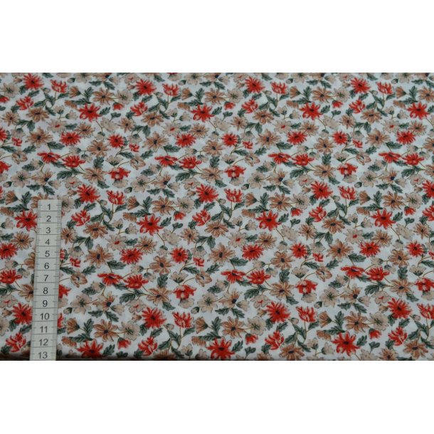 �kotex Viscose Radiance R�hvid m/blomster