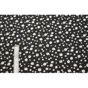 Viscose Sort m/sm� hvide blomster