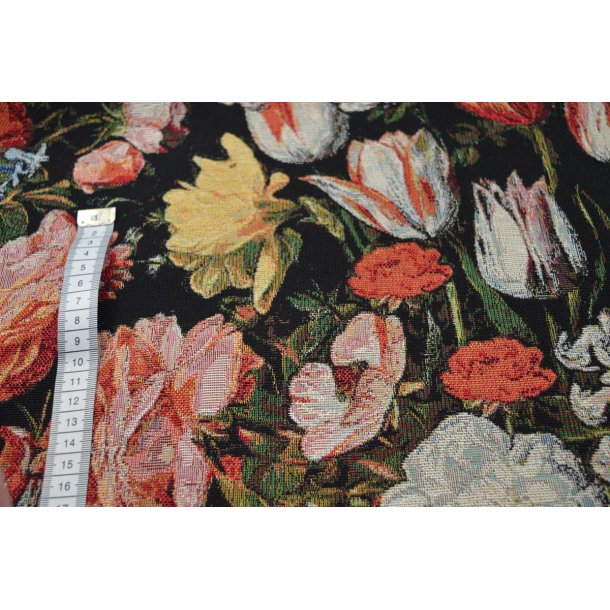 Gobelin Sort m/blomster