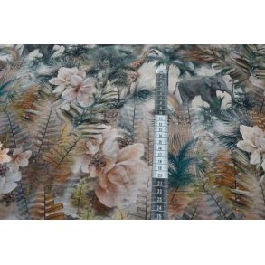 Viscose jersey m/ Vilde dyr og blomster