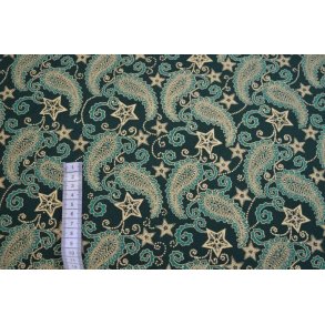 Julestof Print Gr�n/guld